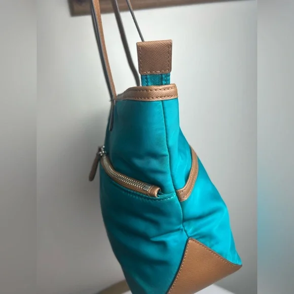 Michael Kors Teal and Brown Tote Bag - Picture 5 of 16